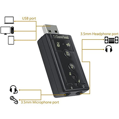 7.1 Channel USB External Sound Card Audio Adapter