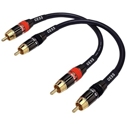 CNCESS CESS-163-1f Low Noise 12 Gauge Premium RCA Audio Line Patch Cable (1 Foot) - size: 12 inches