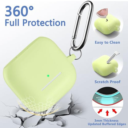 for Airpods 4th Generation Case Cover(2024),Soft Silicone Full Protective Case for AirPods 4 Case with Keychain & Cleaner Kit,Compatible with Apple Airpods 4 for Women,Men（Nightglowgreen） - color: Night Glowgreen
