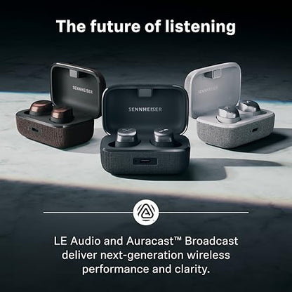 Sennheiser MOMENTUM True Wireless 4 Smart Earbuds, Bluetooth 5.4, Crystal-Clear Sound, Noise Cancelling Earbuds, Comfortable Design, 30-Hour Battery, Adaptive ANC, LE Audio, Auracast – Black - color: Black
