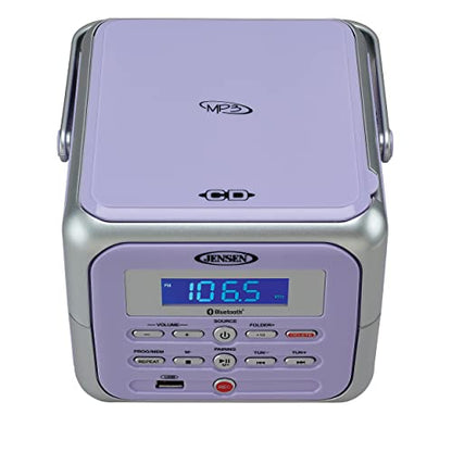 Jensen® CD-660 Portable Retro Boom Box CD Player Bluetooth Digital Home Music System with MP3, USB/AUX Input, FM Radio, Stereo Speakers - Purple Limited Edition