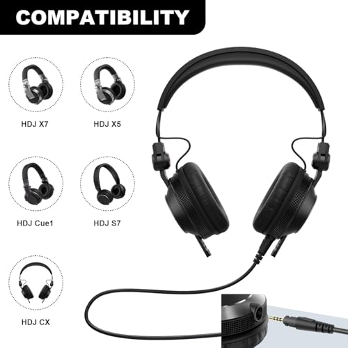 Sqrmekoko Replacement Audio Cable for Pioneer HDJ-X7/X5/S7/CX – 2.5mm to 3.5mm & 6.35mm AUX Cord, Gold-Plated Jacks, 5.6ft L-Shaped Plug