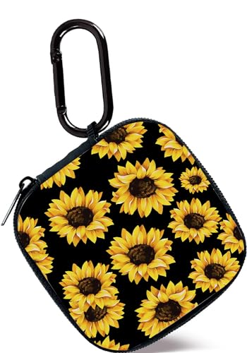 Earbud Case,Headphone Organizer Earbud Storage Bag, Hard EVA Shockproof Cover Carrying Case with Carabiner Clip Compatible with AirPods 5 4 AirPods Pro 2nd /3/2/1 Bose Galaxy (Sunflower) - color: Sunflower