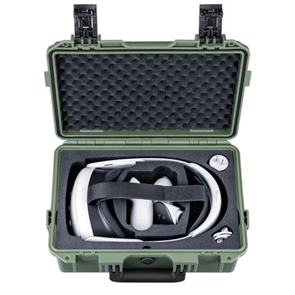 Lykus Titan OQ200 Waterproof Hard Case for Quest 3S/3 and Elite Head Strap | CASE ONLY,Fits Stock and Official Elite Head Strap,IP67 Waterproof,Shockproof,CNC Cut Premium Foam - color: Green