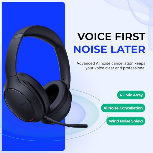 YealinkBH78 Wireless Bluetooth Headset with Charging Stand USB-C/A Active Noise Cancelling Over Ear Headphones (1208731)