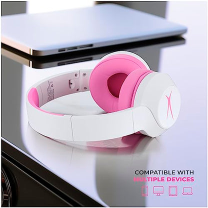 Altec Lansing Kid Safe Noise Cancelling Wireless Headphones 15H Battery, 85dB Volume Limit, Foldable Design Powerful Sound, Active Noise Cancellation Perfect for Kids Ages 7+ (Whiteout Pop Pink) - color: Whiteout Pop Pink
