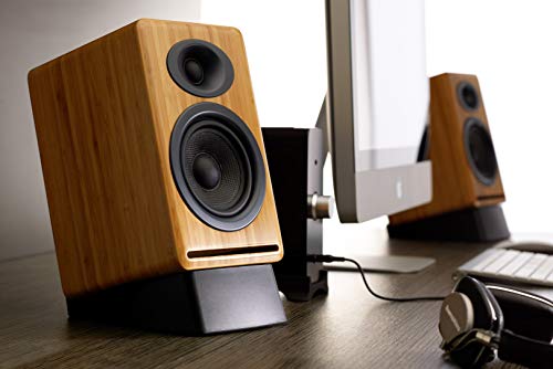 Audioengine DS2 Desktop Speaker Stands – Silicone Isolation Stands | for Bookshelf Speakers, Studio Monitors and Computer Speakers - Black - size: Plastic