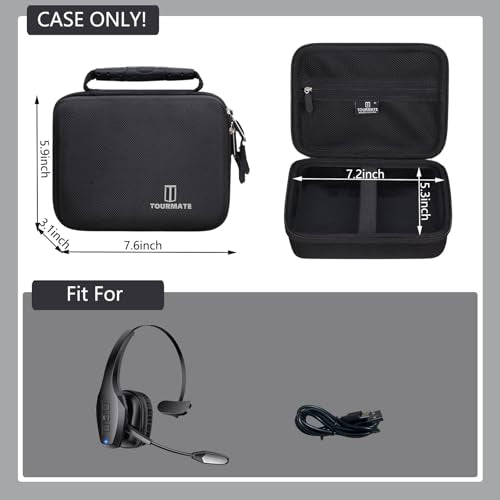 Tourmate Hard Storage Case for Necode Bluetooth Headset,Travel Case for Trucker Wireless Headset,Protective Hard Shell Portable Travel(Box for Sale) (Black)