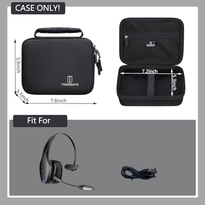 Tourmate Hard Storage Case for Necode Bluetooth Headset,Travel Case for Trucker Wireless Headset,Protective Hard Shell Portable Travel(Box for Sale) (Black)
