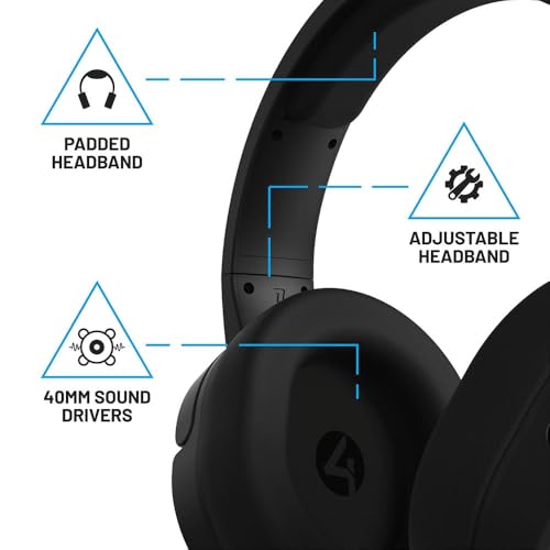 4Gamers Panther Over-Ear Gaming Headset Compatible with PS4/PS5, Xbox, Switch, PC with Flexible Mic, 3.5mm Jack, 1.5m Cable- Lightweight, Comfortable and Durable