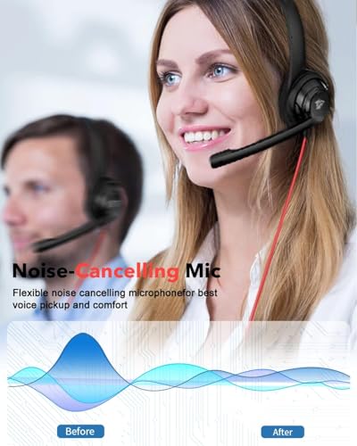 NUBWO HW02 USB Headset with Microphone Noise Cancelling &in-line Control, Ultra Comfort Computer Headset for Laptop pc, On-Ear Wired Office Call Center Headset for Boom Skype Webinars (USB-A) | USB-A - Ultra Comfort Computer Headset for Laptop pc, On-Ear