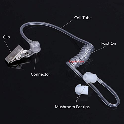 Lsgoodcare Replacement Coil Tube White, 20Pcs Acoustic Air Tube Audio Tube with Earbuds Compatible for Motorola Kenwood Icom Midland Two Way Radio Walkie Talkie Ear Piece - color: 20pack-white clip
