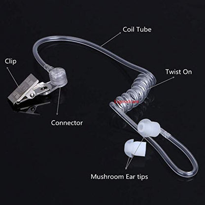 Lsgoodcare Replacement Coil Tube White, 20Pcs Acoustic Air Tube Audio Tube with Earbuds Compatible for Motorola Kenwood Icom Midland Two Way Radio Walkie Talkie Ear Piece - color: 20pack-white clip