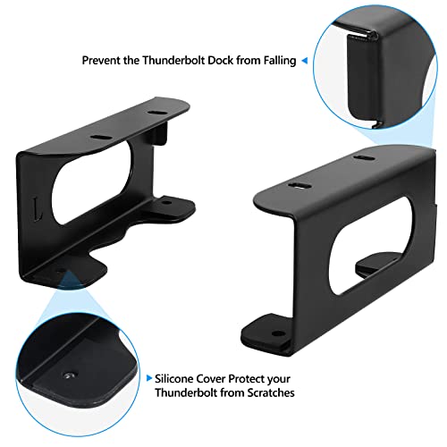 Under Desk Holder for Thunderbolt 4 Dock/Thunderbolt 3 Dock and Power Cable, Under Desk Iron Storage Rack for TS4 / TS3 Plus, No Drill, Easy Install with All Hardware Included - color: Black