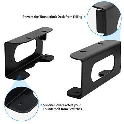 Under Desk Holder for Thunderbolt 4 Dock/Thunderbolt 3 Dock and Power Cable, Under Desk Iron Storage Rack for TS4 / TS3 Plus, No Drill, Easy Install with All Hardware Included - color: Black
