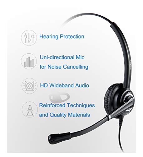 MAIRDI Cell Phone Headset with Microphone Noise Canceling, PC Laptop Headset 3.5mm Jack for Office Work, Phone Headset for iPhone Computer Samsung Androids Tablets Skype Teams Video Conference - style: Mono 612