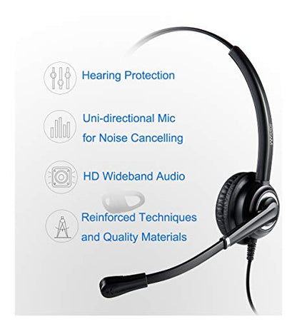 MAIRDI Cell Phone Headset with Microphone Noise Canceling, PC Laptop Headset 3.5mm Jack for Office Work, Phone Headset for iPhone Computer Samsung Androids Tablets Skype Teams Video Conference - style: Mono 612