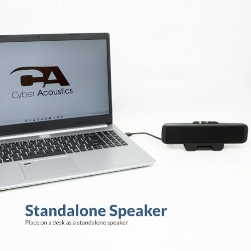 Cyber Acoustics CA-2890 USB Speaker Bar with Clip-On Monitor Mount Design | Compact speaker bar for PC and Mac, Great for Tight Desks, Play and Pause Buttons, LED Status Light, Plug-and-Play Setup - style: USB-No Mic
