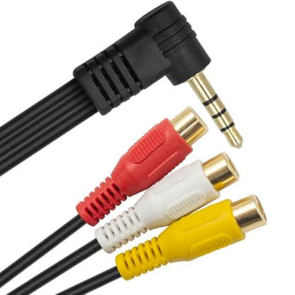 Right Angle 3.5mm Stereo Male Plug to 3 RCA Female (Red-Yellow-White) Connector Adapter Cable for AV,Audio, Video, LCD TV,HDTV, 0.5m