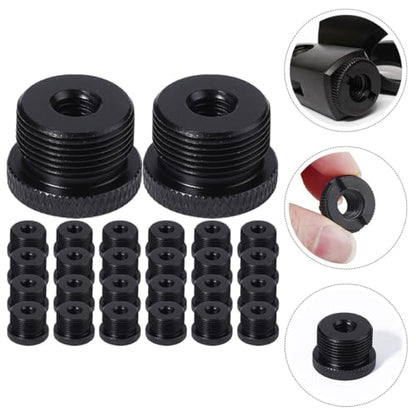 Cabilock 30pcs Mic Stand Adapter Set 3/8" Female to 5/8" Male Thread Screw Adapter for Microphone Boom Arm Mounts Compatible with Microphone Stands and Camera Tripods, Black Plastic