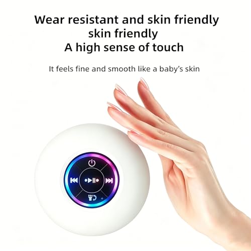 Mini Bluetooth Shower Speaker White, Silicone Suction Cup Portable Speaker with LED Lights, IPX4 Waterproof, Built in Mic, for Bathroom Kitchen Outdoors, Ideal Gifts (White) - color: White