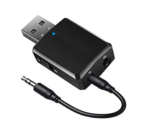 ISOBEL USB Bluetooth Audio Transmitter Receiver, 3 in 1 HiFi Wireless Audio Adapter, Bluetooth 5.0 EDR Adapter with 3.5mm AUX for Car TV Headphones PC Home Stereo, USB Power Supply, Plug and Play - size: Mini