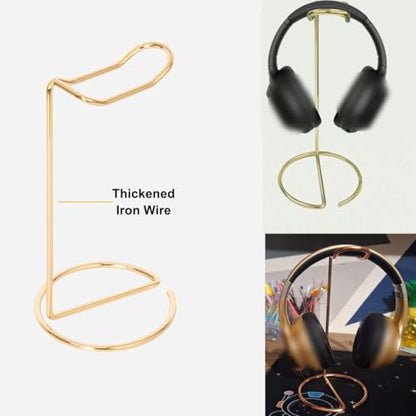 Metal Headphone Stand Headset Bracket Holder,Iron Earphone Display Rack Hanger for Gaming Room Working Table (Rose Gold) - color: Rose Gold