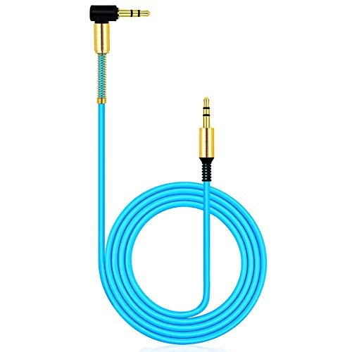 JacobsParts 3.5mm AUX Cable Car Stereo Audio Auxiliary Headphone Jack Cord Right Angle Male to Male, 3ft (Blue) - color: Blue