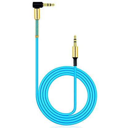 JacobsParts 3.5mm AUX Cable Car Stereo Audio Auxiliary Headphone Jack Cord Right Angle Male to Male, 3ft (Blue) - color: Blue