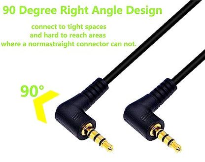 3.5mm Audio 4Pole Male Cable Dual 90Degree Stereo Headphone3.28ft | 3.5mm 4 Pole TRRS Male to Male Aux Cord 1m for Phone Tablet MP3 Laptop Microphone