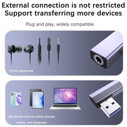 USB to 3.5mm Jack Audio Adapter, USB-A to 3.5mm Female Headphones, Suitable for PS4/PS5/headphones/Mac/Linux/laptops/desktops/docking Stations - color: grey-USB Ato3.5mm
