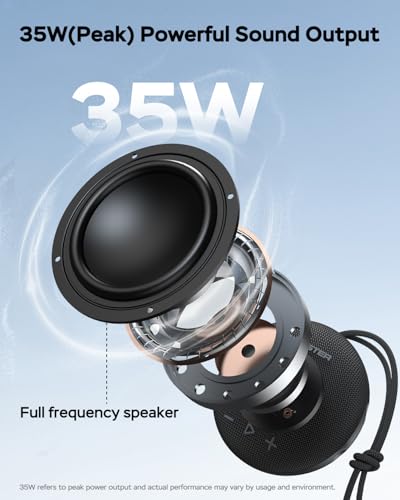 35W (피크) Monster 블루투스 스피커, IPX8 샤워 스피커 방수, 블루투스 5.4, 큰 HD 사운드와 견고한 베이스, 매우 긴 재생 시간, 가정, 해변 휴대용 무선 야외 스피커