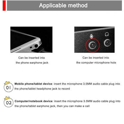 Mini Microphone Mini Notebook Mic 3.5 mm Socket Notebook Microphone, Compatible for PC Laptop Notebook (1 Piece/Black)