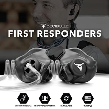 Decibullz Custom Moulded Security Two-Way Radio Surveillance Earpiece Set, Thermo-Fit Designed for Clear Acoustic Tube Radios | Model: +Awareness - style: Awareness Earpieces