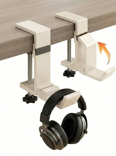 Foldable Clamp Hook for Desk, Bag & Headphone 2-Pack - color: Milk White