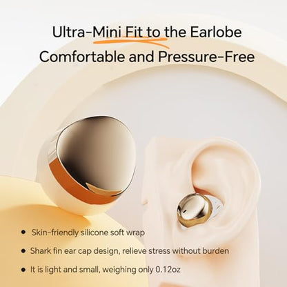 Xmenha Mini Invisible Sleep Earbuds for Side Sleepers, Wireless Bluetooth Sleeping Ear Buds Headphones Small Tiny Micro Noise Cancelling Earbuds for Small Ears Canals Women, Sleep Earphones - color: Beige