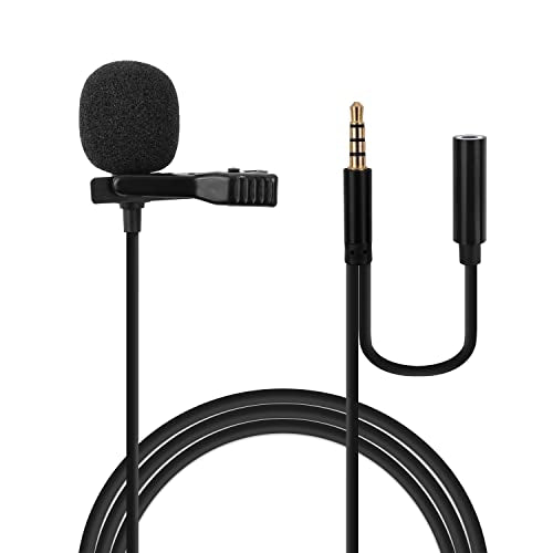 Omnidirectional Mini Wired Clip-on Microphone Cable Lavalier Lapel Microphone with 3.5mm TRRS Audio Cord for Recording, Interview, Teaching, Vlog