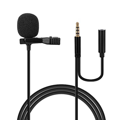 Omnidirectional Mini Wired Clip-on Microphone Cable Lavalier Lapel Microphone with 3.5mm TRRS Audio Cord for Recording, Interview, Teaching, Vlog