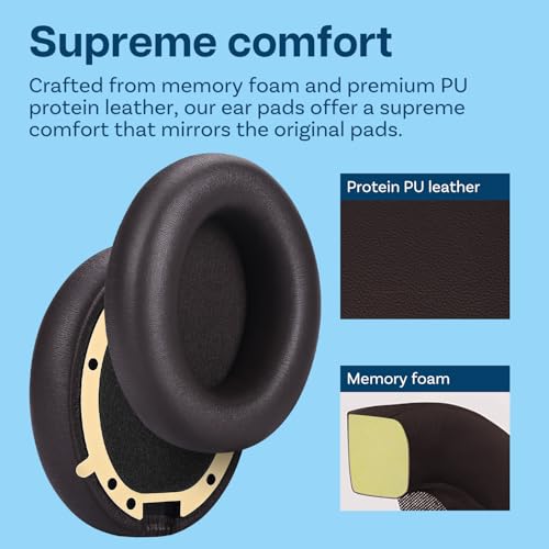 Ear Pads Replacement for Beats Studio Pro Wireless Noise Cancelling Headphones by MMOBIEL – Memory Foam and Protein PU Ear Pad Cushions – Noise Isolation Earpads Replacement – Brown - color: Brown
