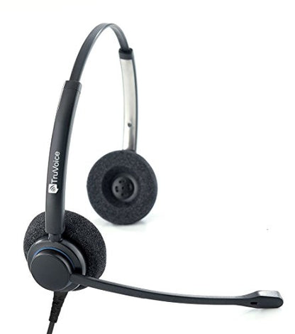 TruVoice HD-150 Professional Corded Double Ear Headset with Noise Canceling Microphone for Avaya 1600 or 9600 Range of Telephones and PC/Softphone - Complete Solution