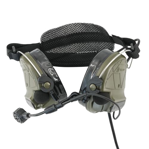 HEARFALCOM Tactical Headset C5 PRO Headphones with Mic Noise Cancelling for kenwoo Two-Way Radio for Airsoft CS Gaming - color: Green