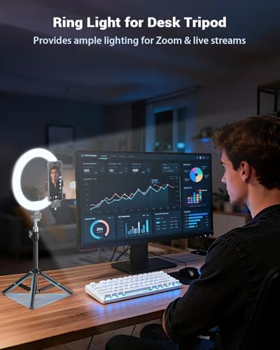 Vlogging Kit for iPhone/Android, 10'' Selfie Ring Light with 57'' Stand - size: 57" Tripod with 10" Ring Light