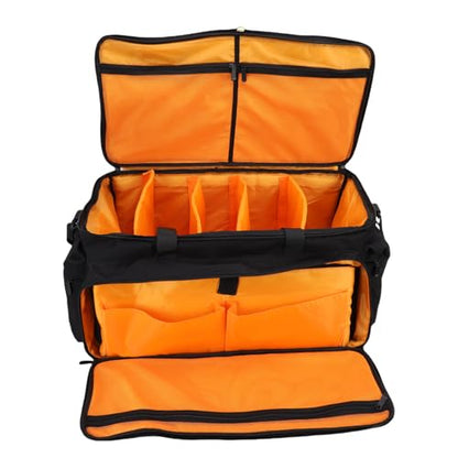 Bewinner Large Capacity DJ Bag with 6 Detachable Dividers, EVA DJ Cable Bag Scratch Proof Organizer for Mixer, Turntable, Microphone, Laptop, Headphone - Heavy Duty Gig with