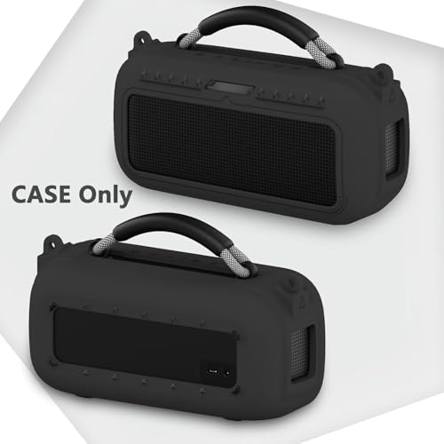 JCHPINE Silicone Cover and Carrying Case for Bose SoundLink Max Speaker | Protective Cases for SoundLink Max Speaker Accessories, Soft Silicone Cover and Hard Case with Shoulder Strap (Black) - color: Black Case