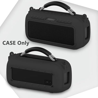 JCHPINE Silicone Cover and Carrying Case for Bose SoundLink Max Speaker | Protective Cases for SoundLink Max Speaker Accessories, Soft Silicone Cover and Hard Case with Shoulder Strap (Black) - color: Black Case
