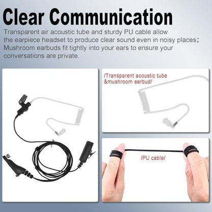 APX 6000 Earpiece Surveillance Air Acoustic Tube Headset with PTT Mic Compatible with Motorola APX 7000 8000 XPR 6350 6550 7550e 7350e Two Way Radio - size: 8268-04P