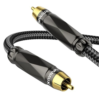 VANAUX Subwoofer Cable,Digital Coaxial Audio Cable,RCA Cord,Male to Male Mono SPDIF Wire [4N Oxgen-Free Copper Core] for Home Theater,HDTV,Amplifier,Speaker,Soundbar(6.6ft/2M) - size: 6.6ft/2m, style: Male to Male-Black