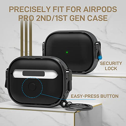 for AirPods Pro 2/1 Case Cover with Lock, Magsafe Compatible,Black/Grey - color: Black Grey, size: AirPods Pro 2/1 Case (2019/2022/2023)
