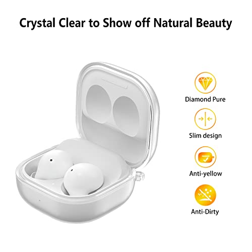 Aircawin Clear Case for Samsung Galaxy Buds - FE 2023, 2 Pro 2022, 2 2021, Pro 2021, Live 2020 - Keychain & Cleaning Pen Included - color: Pure, size: Samsung Galaxy Buds FE/Buds 2/Pro/2 Pro/Bud Live