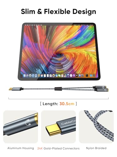 CableCreation USB C to Dual 3.5mm Female Headphone Splitter Adapter 1FT